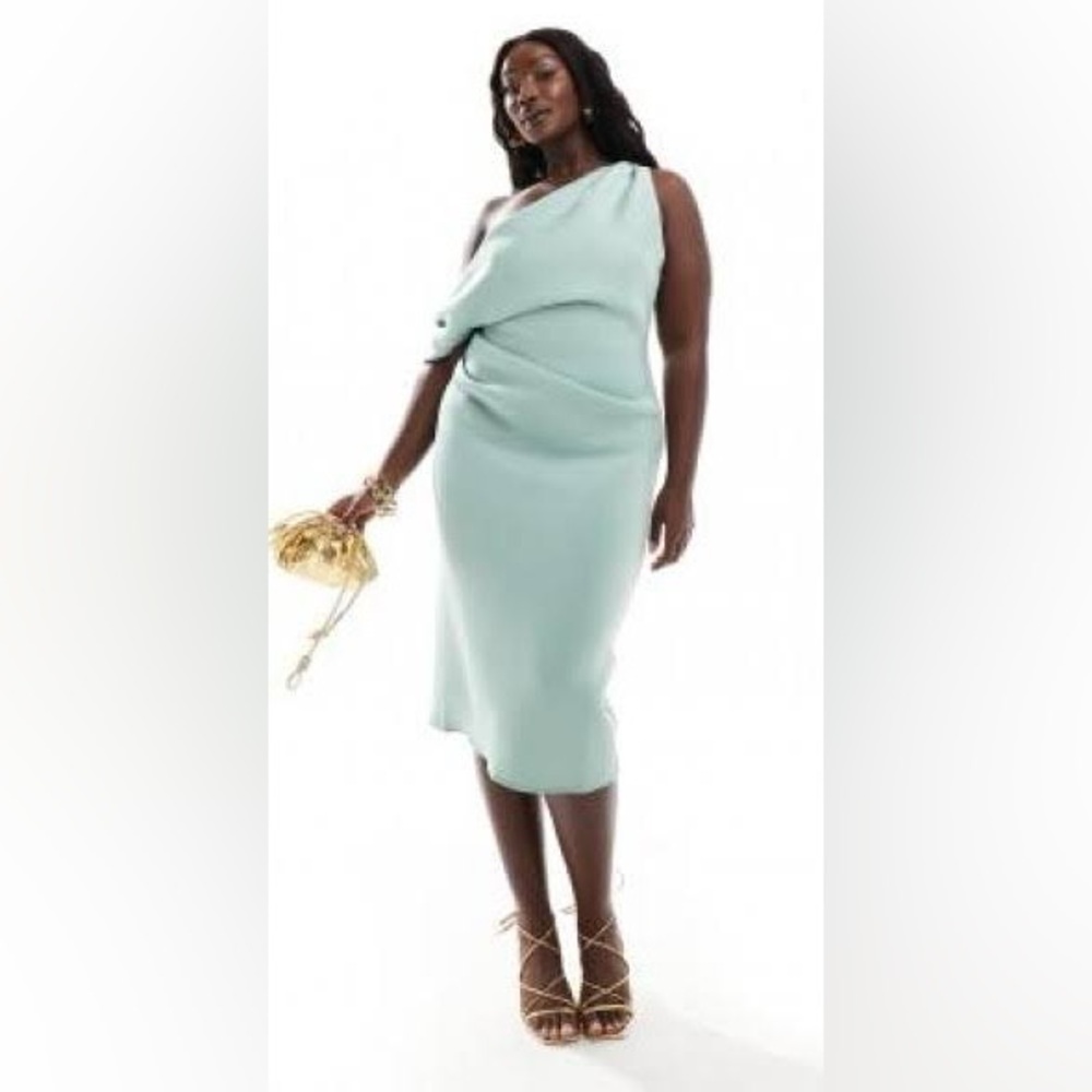 ASOS SAGE GREEN MIDI DRESS